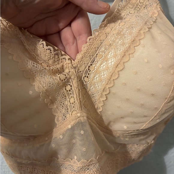 Pink beige lace lined bra, no underwire, parfait size 38h - Picture 13 of 16